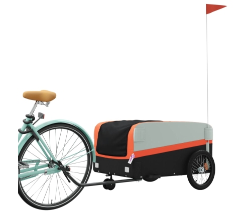 vidaXL velosipēda piekabe, 45 kg, melna un oranža, dzelzs