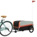 vidaXL velosipēda piekabe, 45 kg, melna un oranža, dzelzs