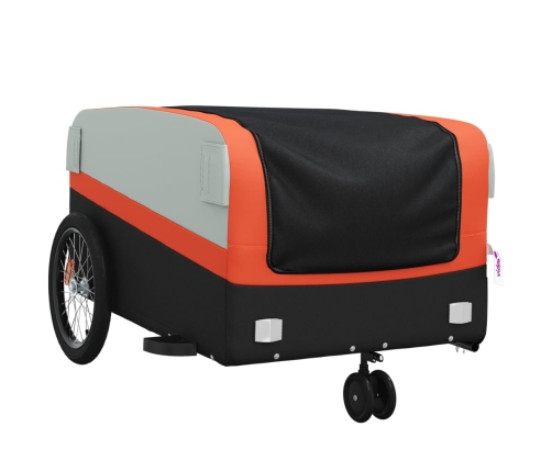 vidaXL velosipēda piekabe, 45 kg, melna un oranža, dzelzs