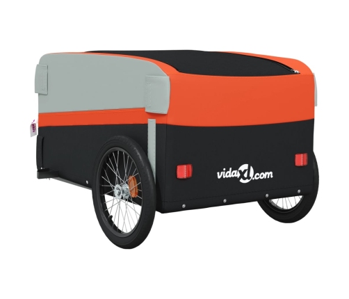 vidaXL velosipēda piekabe, 45 kg, melna un oranža, dzelzs