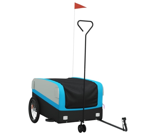 vidaXL velosipēda piekabe, 45 kg, melna un zila, dzelzs