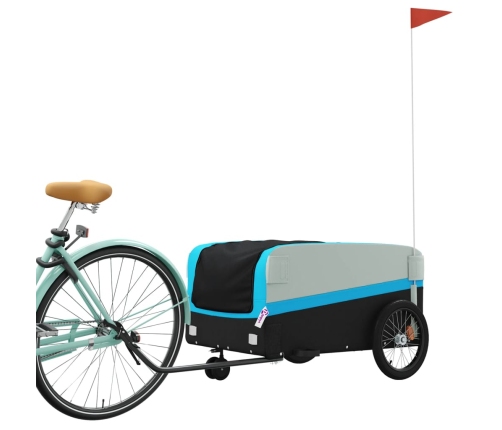 vidaXL velosipēda piekabe, 45 kg, melna un zila, dzelzs