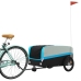 vidaXL velosipēda piekabe, 45 kg, melna un zila, dzelzs