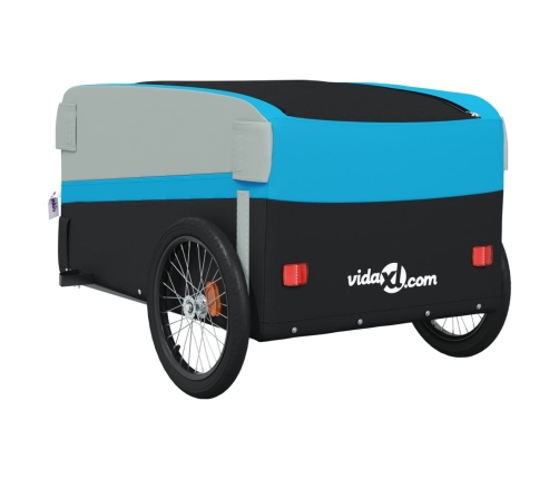 vidaXL velosipēda piekabe, 45 kg, melna un zila, dzelzs