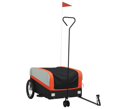 vidaXL velosipēda piekabe, 45 kg, melna un oranža, dzelzs