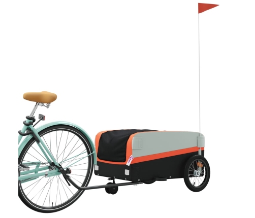 vidaXL velosipēda piekabe, 45 kg, melna un oranža, dzelzs