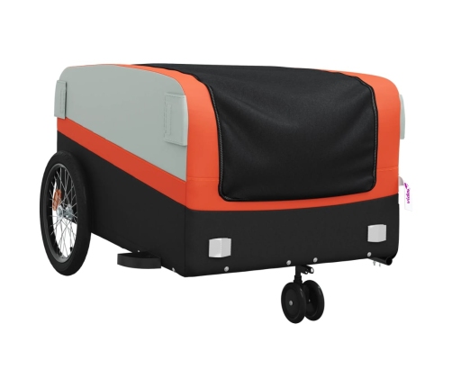 vidaXL velosipēda piekabe, 45 kg, melna un oranža, dzelzs
