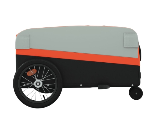 vidaXL velosipēda piekabe, 45 kg, melna un oranža, dzelzs