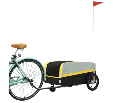 vidaXL velosipēda piekabe, 45 kg, melna un dzeltena, dzelzs