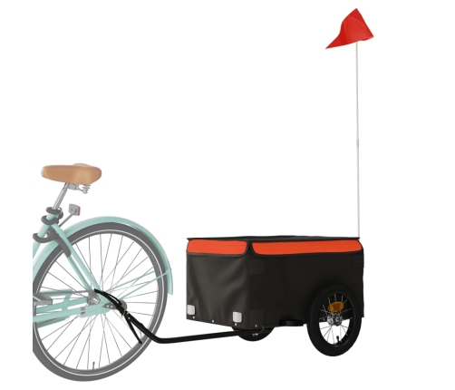 vidaXL velosipēda piekabe, 30 kg, melna un oranža, dzelzs