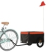 vidaXL velosipēda piekabe, 30 kg, melna un oranža, dzelzs