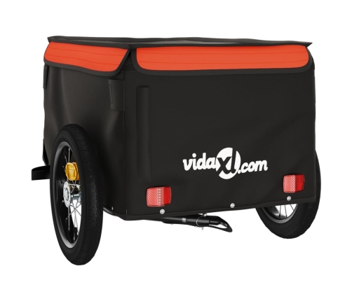 vidaXL velosipēda piekabe, 30 kg, melna un oranža, dzelzs