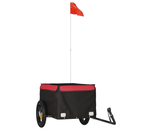 vidaXL velosipēda piekabe, 30 kg, melna un sarkana, dzelzs