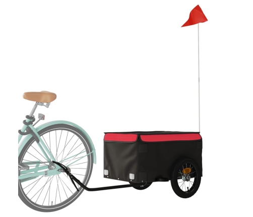 vidaXL velosipēda piekabe, 30 kg, melna un sarkana, dzelzs