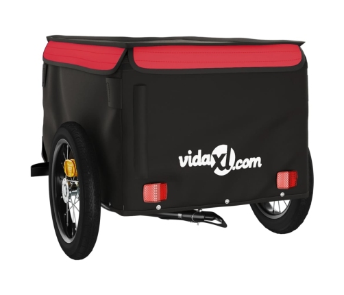 vidaXL velosipēda piekabe, 30 kg, melna un sarkana, dzelzs