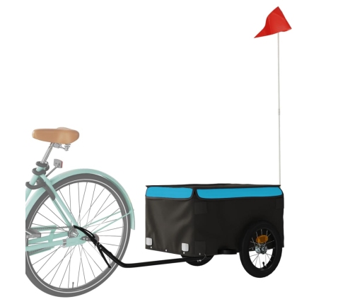 vidaXL velosipēda piekabe, 30 kg, melna un zila, dzelzs