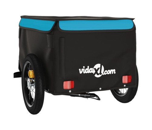 vidaXL velosipēda piekabe, 30 kg, melna un zila, dzelzs