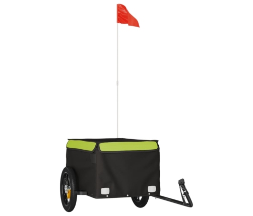 vidaXL velosipēda piekabe, 30 kg, melna un zaļa, dzelzs