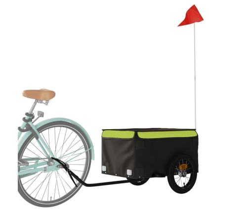 vidaXL velosipēda piekabe, 30 kg, melna un zaļa, dzelzs
