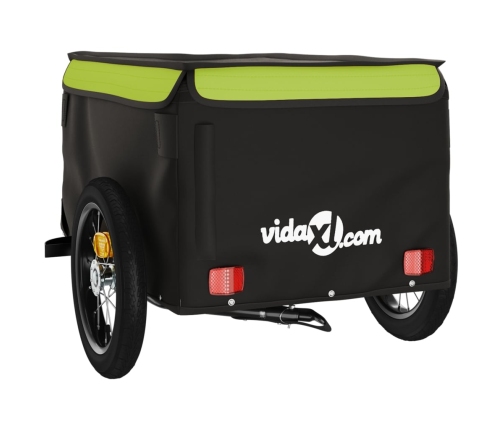vidaXL velosipēda piekabe, 30 kg, melna un zaļa, dzelzs