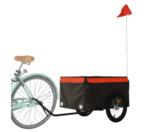 vidaXL velosipēda piekabe, 45 kg, melna un oranža, dzelzs