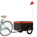 vidaXL velosipēda piekabe, 45 kg, melna un oranža, dzelzs