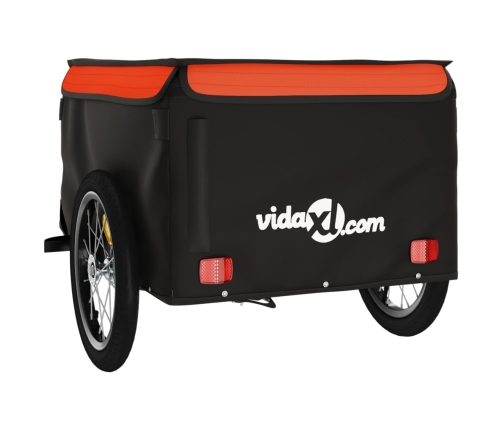 vidaXL velosipēda piekabe, 45 kg, melna un oranža, dzelzs