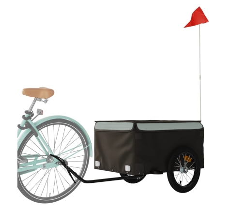 vidaXL velosipēda piekabe, 45 kg, melna un pelēka, dzelzs