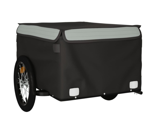 vidaXL velosipēda piekabe, 45 kg, melna un pelēka, dzelzs