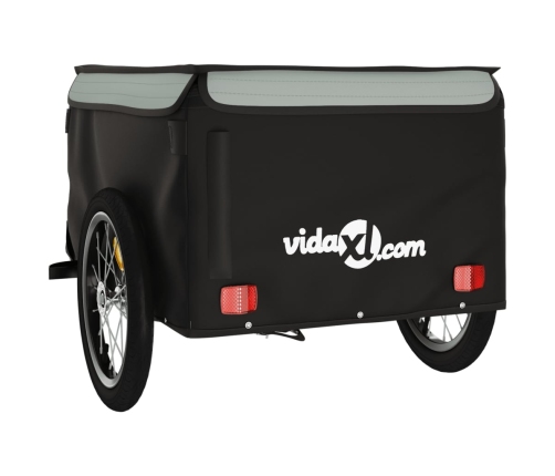 vidaXL velosipēda piekabe, 45 kg, melna un pelēka, dzelzs