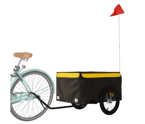 vidaXL velosipēda piekabe, 45 kg, melna un dzeltena, dzelzs