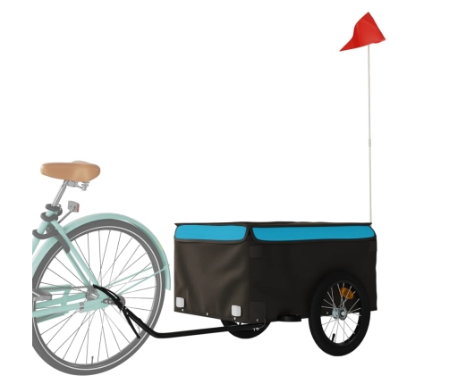 vidaXL velosipēda piekabe, 45 kg, melna un zila, dzelzs