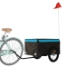 vidaXL velosipēda piekabe, 45 kg, melna un zila, dzelzs
