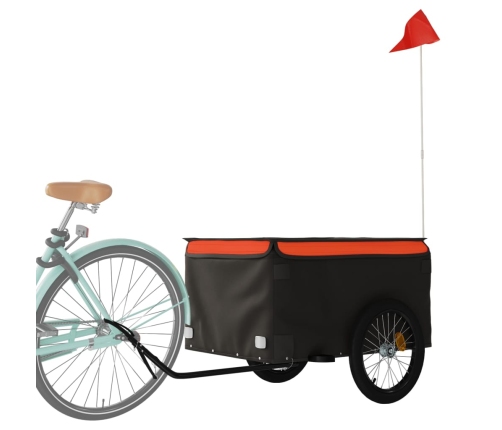 vidaXL velosipēda piekabe, 45 kg, melna un oranža, dzelzs
