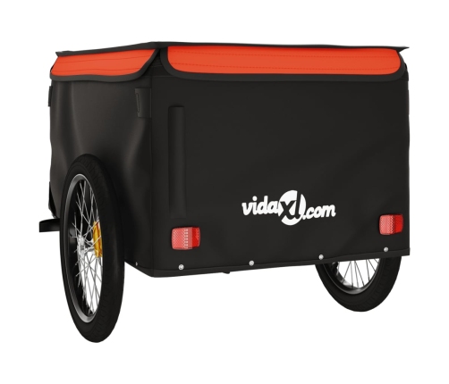 vidaXL velosipēda piekabe, 45 kg, melna un oranža, dzelzs