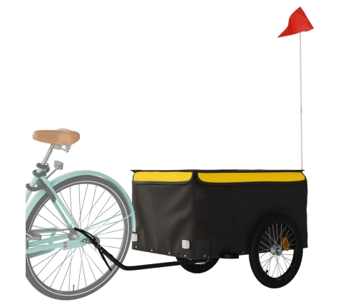 vidaXL velosipēda piekabe, 45 kg, melna un dzeltena, dzelzs