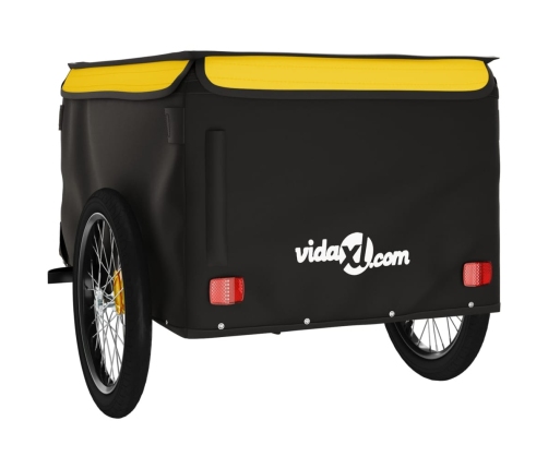 vidaXL velosipēda piekabe, 45 kg, melna un dzeltena, dzelzs
