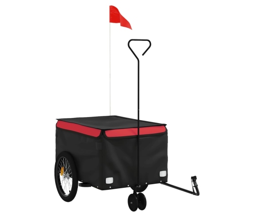 vidaXL velosipēda piekabe, 30 kg, melna un sarkana, dzelzs