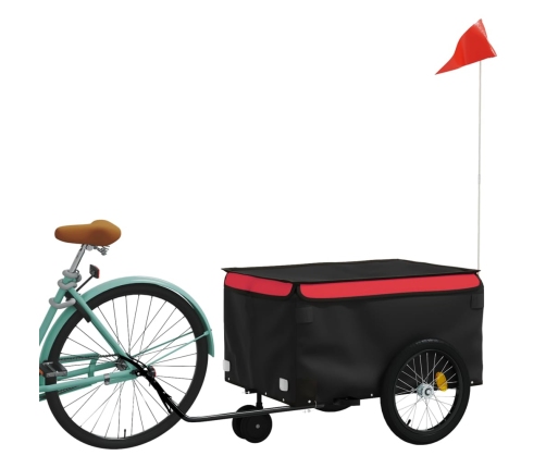 vidaXL velosipēda piekabe, 30 kg, melna un sarkana, dzelzs