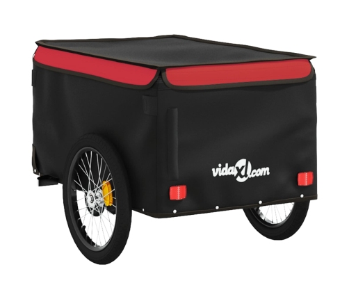 vidaXL velosipēda piekabe, 30 kg, melna un sarkana, dzelzs