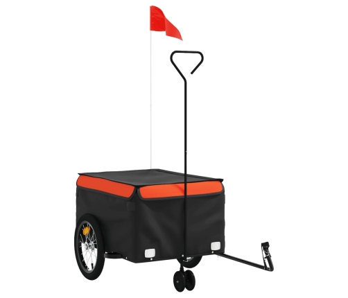 vidaXL velosipēda piekabe, 45 kg, melna un oranža, dzelzs