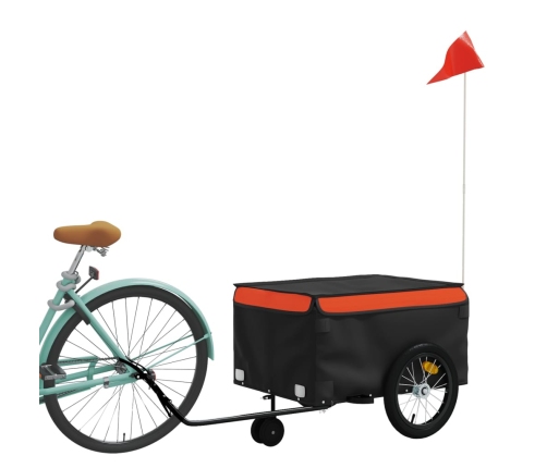 vidaXL velosipēda piekabe, 45 kg, melna un oranža, dzelzs