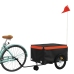 vidaXL velosipēda piekabe, 45 kg, melna un oranža, dzelzs