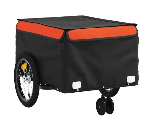 vidaXL velosipēda piekabe, 45 kg, melna un oranža, dzelzs
