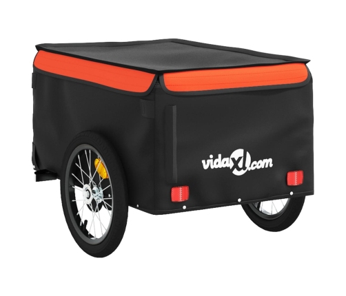 vidaXL velosipēda piekabe, 45 kg, melna un oranža, dzelzs