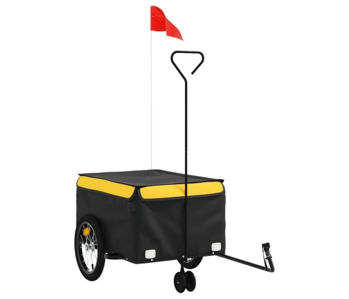 vidaXL velosipēda piekabe, 45 kg, melna un dzeltena, dzelzs