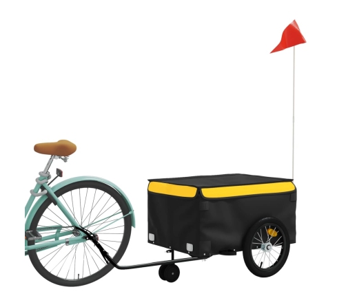 vidaXL velosipēda piekabe, 45 kg, melna un dzeltena, dzelzs