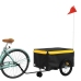 vidaXL velosipēda piekabe, 45 kg, melna un dzeltena, dzelzs