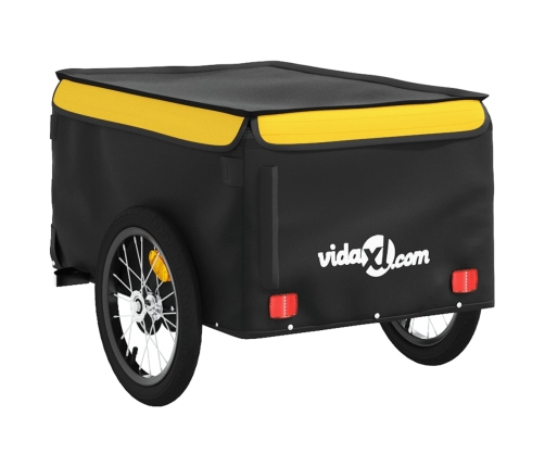 vidaXL velosipēda piekabe, 45 kg, melna un dzeltena, dzelzs