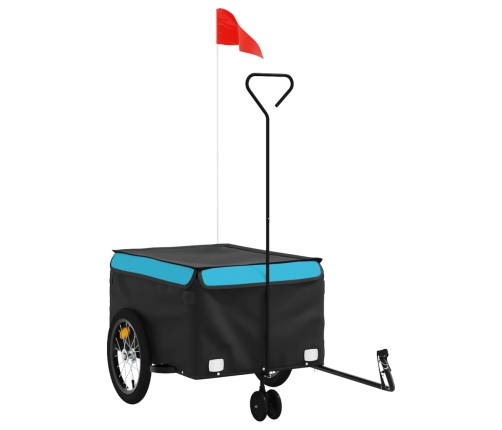 vidaXL velosipēda piekabe, 45 kg, melna un zila, dzelzs